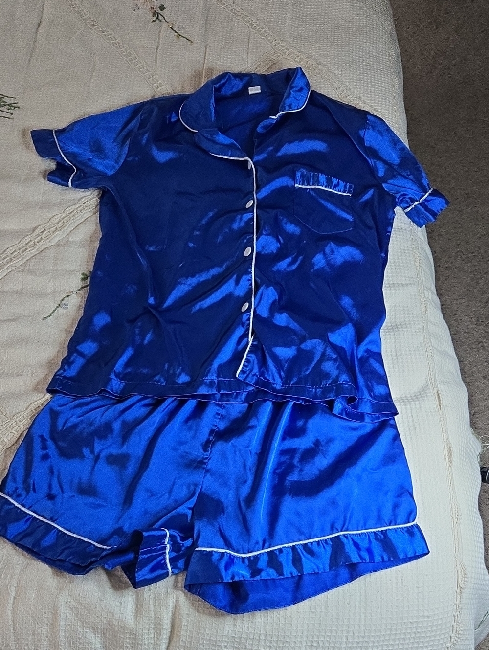 Satin Short Pajama Set - Royal Blue
